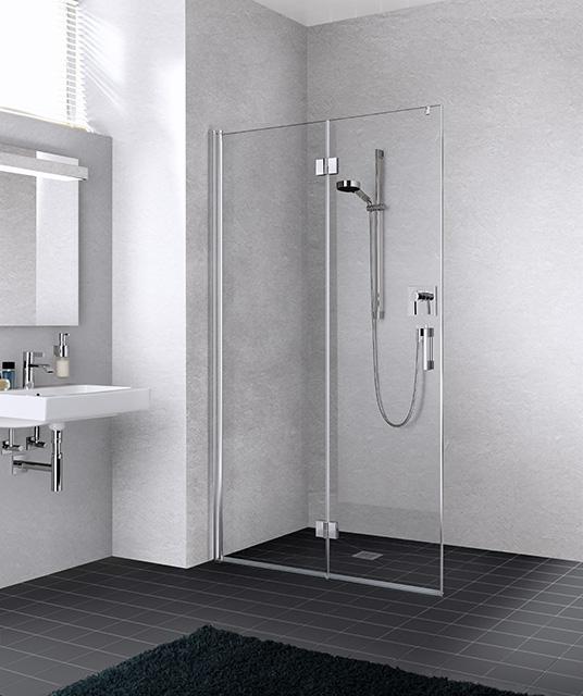 Kermi WALK-IN Liga 1200 x 2000 mm Anschlag rechts silber hochlanz clean