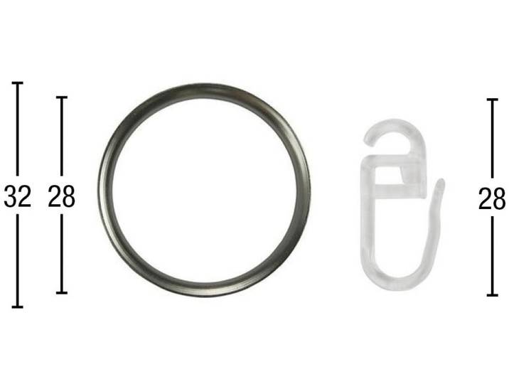 Gardinenring GARESA Ring mit Haken , silber (edelstahlfarben), 20 Stk., Aluminium, Gardinenbefestigungen, Gardinenring, Aluminium