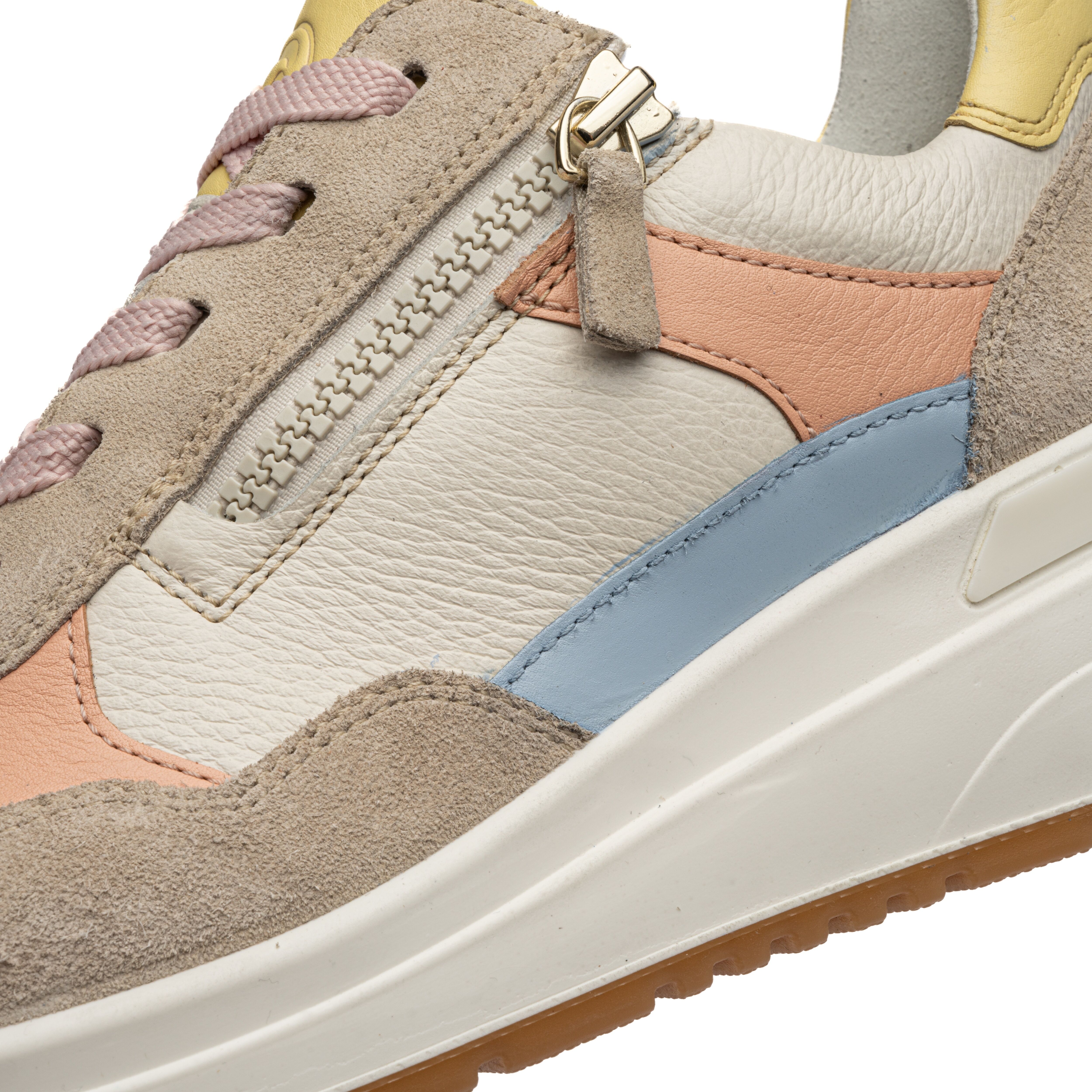 Keilsneaker ARA "GARDA", Damen, Gr. 8 (42), atmungsaktiv, beige (pastellfarben), Glattleder, Veloursleder, mehrfarbig, Schuhe Keilsneaker, Plateausneaker, Keilsneaker mit Wechselfussbett in H-Weite pastellfarben 8 (42), atmungsaktiv