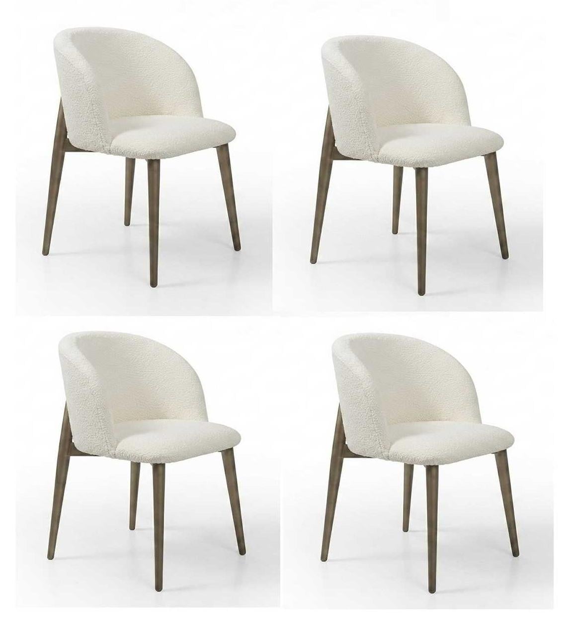 JVmoebel Luxe Gestoffeerde Eetkamerstoel Set - Wit - Modern