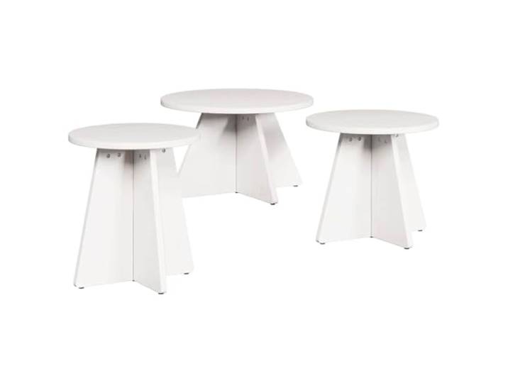LKJephalotrope Couchtisch 3er Set Massivholz Kiefer Beistelltisch Weiß Drei vielseitige Tische aus Kiefern-Massivholz für Ihr Wohnzimmer oder Schlafzimmer, pflegeleicht und flexibel platzierbar.