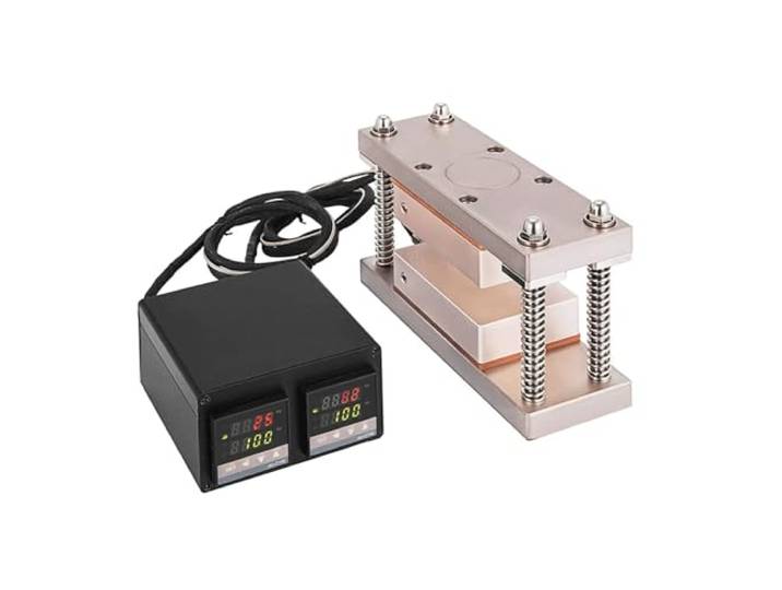Heißprägemaschine, 3 * 5 Zoll Kolophonium-Pressplatte mit Instrumentenrahmen-Set, max. 20 Tonnen Press-Doppelplatten-Temp-Controller-Box for die Wachsölextraktion