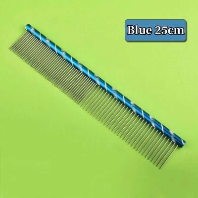 Uplift Picks Colored Stainless Steel Pet Grooming Comb For Dogs Cats Hair Removal Tangles And Coat Care blue (25cm)