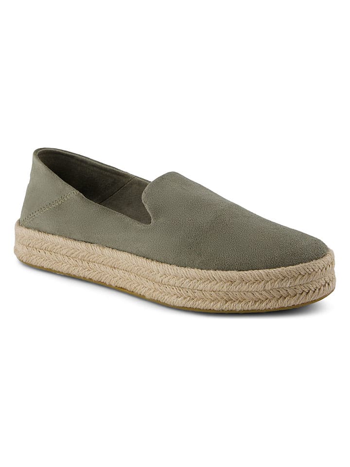 TOMS Leder-Espadrilles in Khaki - 39