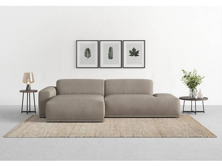 Ecksofa, 100% Polyester, Braun Schlamm 275×160 cm, Kaltschaum, Modern, TRENDMANUFAKTUR