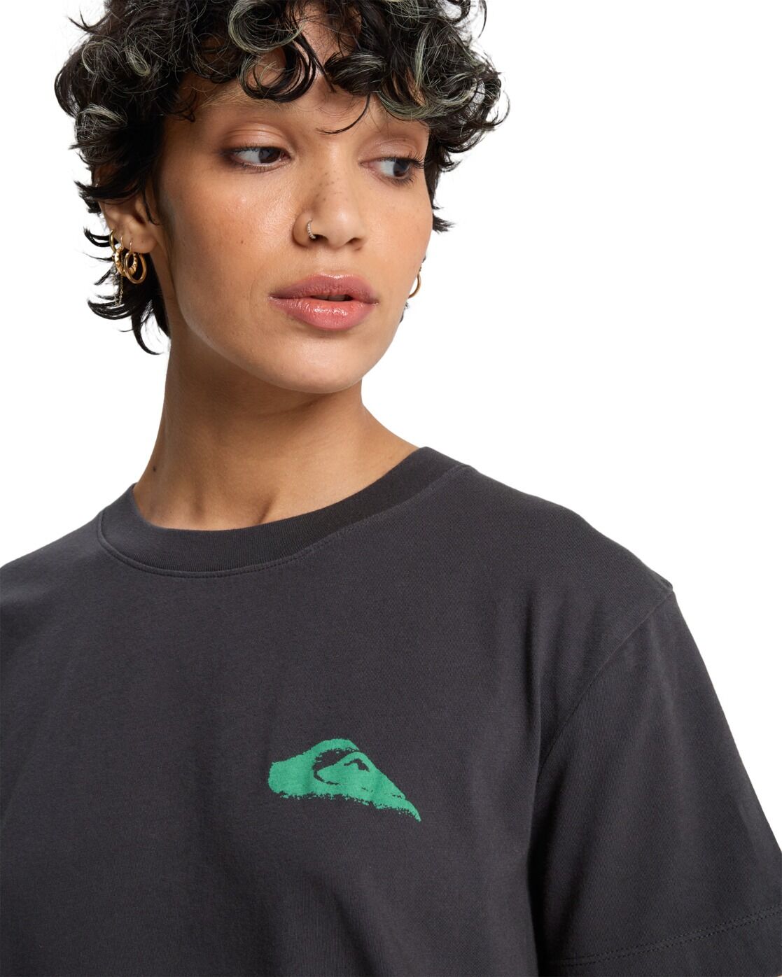 T-Shirt QUIKSILVER "Standard", Damen, Gr. XS, schwarz (tarmac), Obermaterial: 100% Baumwolle., Shirts T-Shirt tarmac XS
