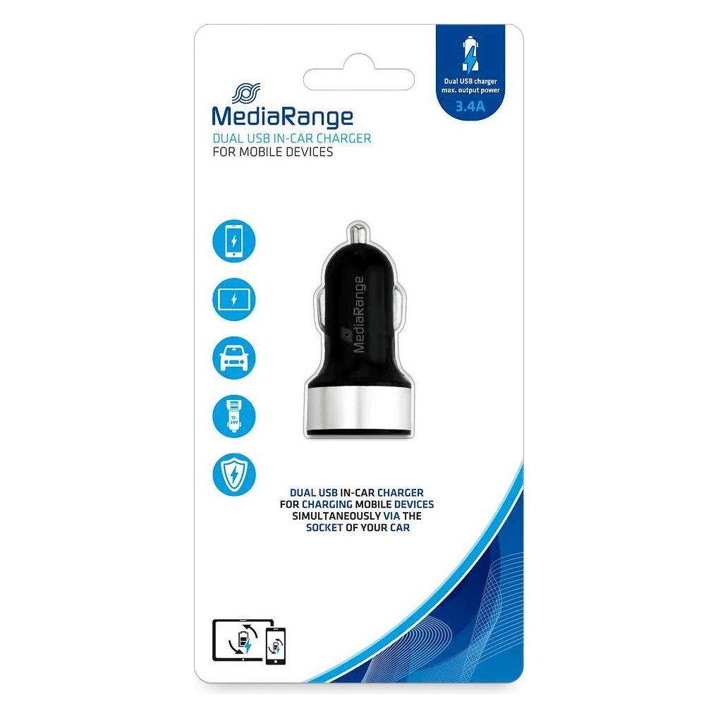 MediaRange MRMA103-02 - Auto - Zigarettenanzünder - 5 V - Schwarz - Silber (MRMA103-02)