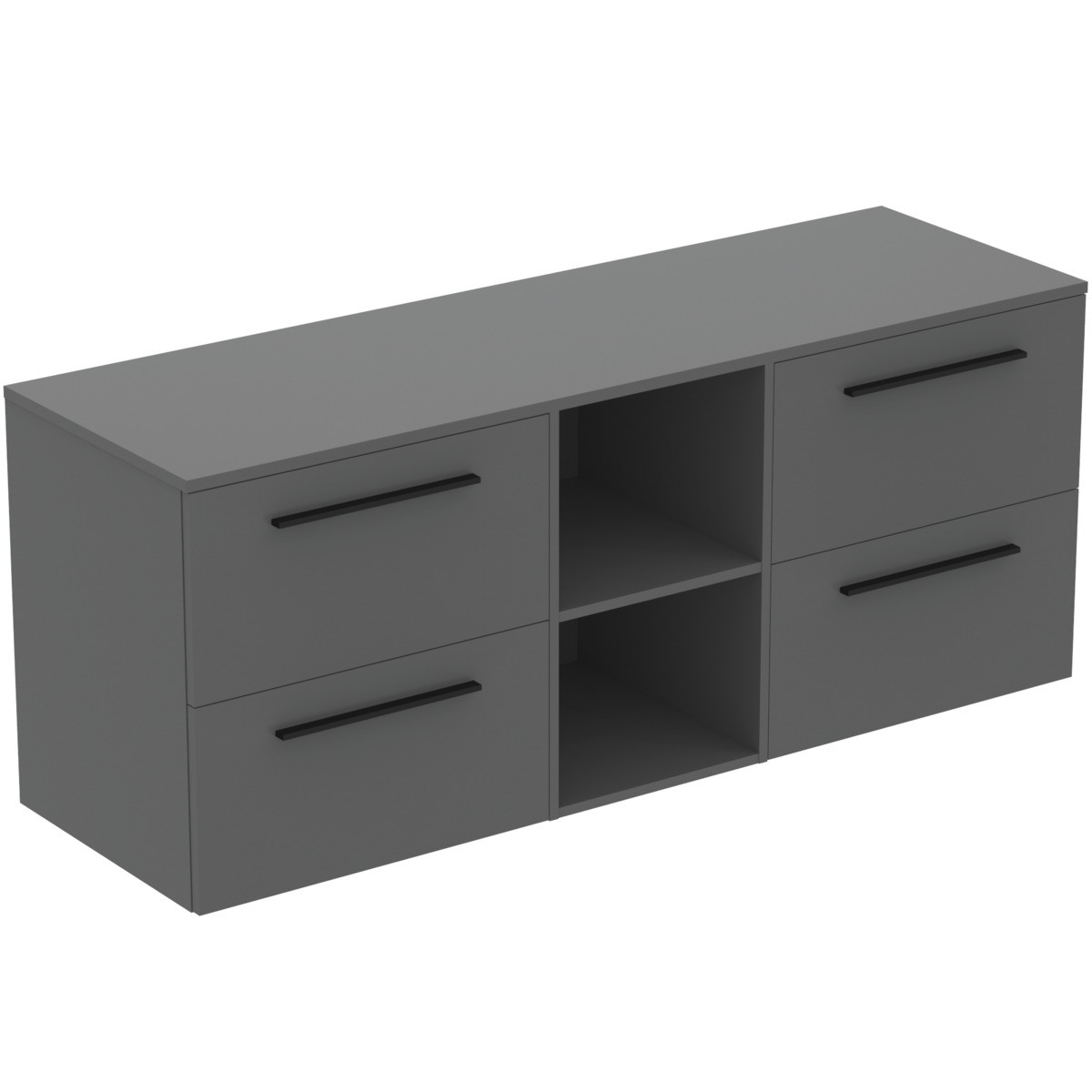 Ideal Standard Möbel-Set 160cm i.life B 4 Auszüge 2 mi.off.Fächer Gr.Schwarz QuarzgrauMatt, T5843NG T5843NG