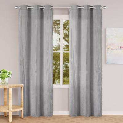 Awesome Home Cotton Blend Broomstick Crush Grommet Curtain Pair