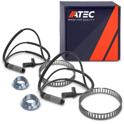 Atec 2x ABS Sensor +2x ABS Ring +2x Achsmutter Hinten [Hersteller-Nr. 41109077] für BMW