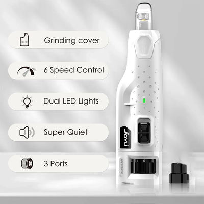 Happy Pet Pantry PawGlow Pro Dog Nail Grinder With LED Lights & 6 Speed Quiet Grooming System n65 White