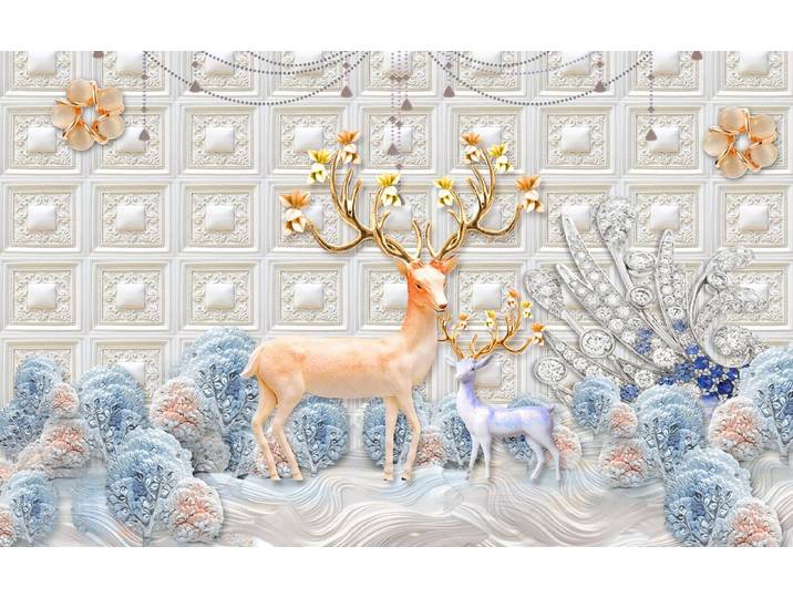Fototapete PAPERMOON Muster Hirsche , bunt, B:1,5m L:1,11m, Vlies, Tapeten, Fototapete