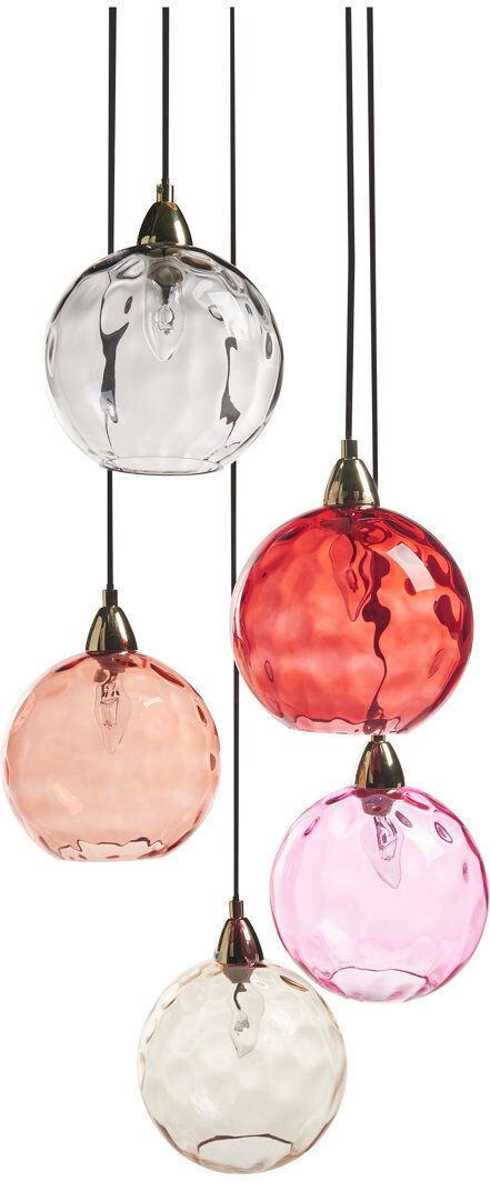 Brayden Studio PABELLON 5 - Light Gloss Bowl Pendant Pink/Red/Transparent
