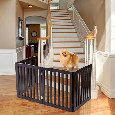 Drop Dash Deals Freestanding Wooden Dog Gate Indoor Foldable Pet Barrier For Stairs & Doorways Freestanding Wooden Dog Gate Indoor Foldable Pet Barrier For Stairs & Doorways