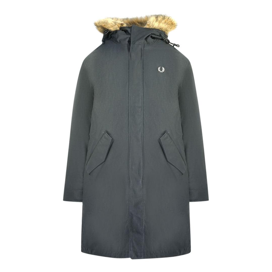Fred Perry Zwarte Parka Met Capuchon