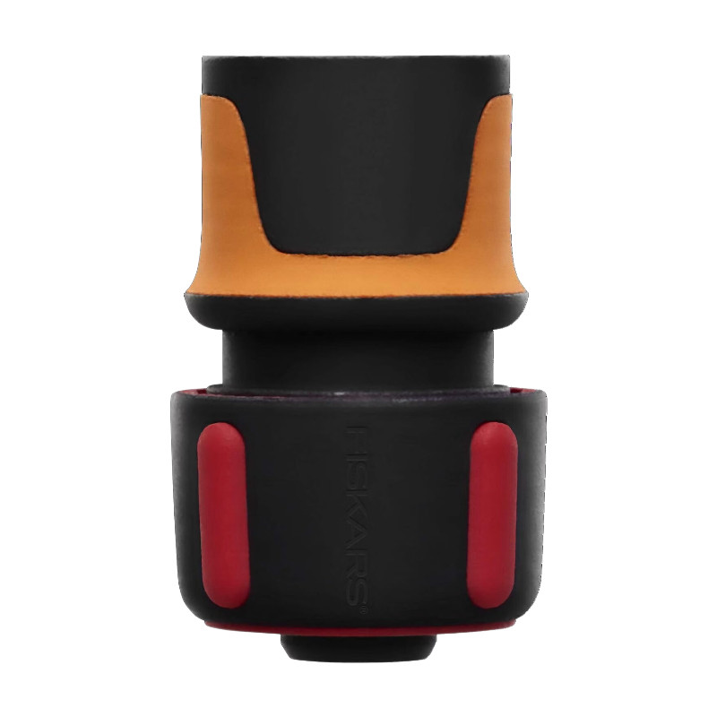 Fiskars Slangkoppeling met SoftGrip-contactpunten, universele maat Ø 1,9 cm (3/4''), zwart/oranje/rood, 1027074