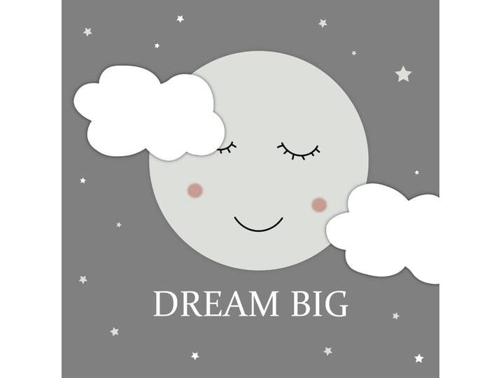 Babywanddeko Dreaming Moon, Grau, Natur, Holz, Kunststoff, 40x40x3 cm, Babymöbel, Kinderzimmer-Deko, Babyzimmer Wanddeko