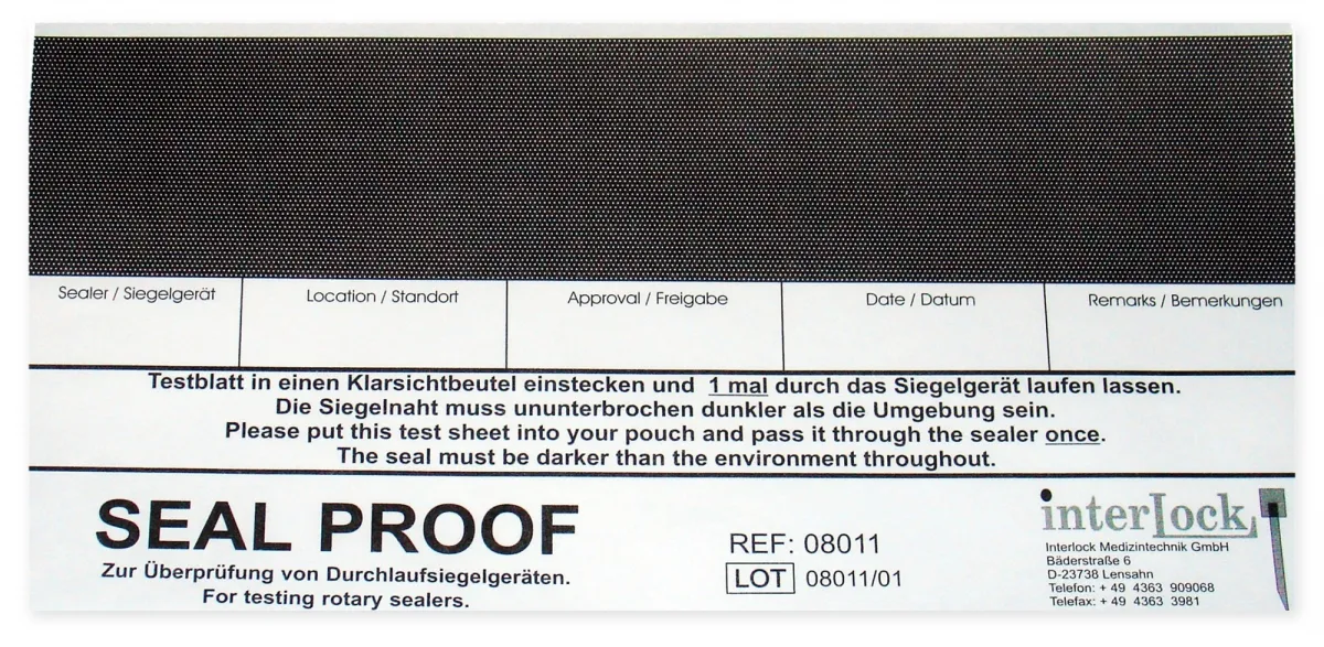 STERIS Deutschland GmbH Seal Proof Siegelnaht-Testbögen für Folienschweißgeräte 250 Bögen 08011