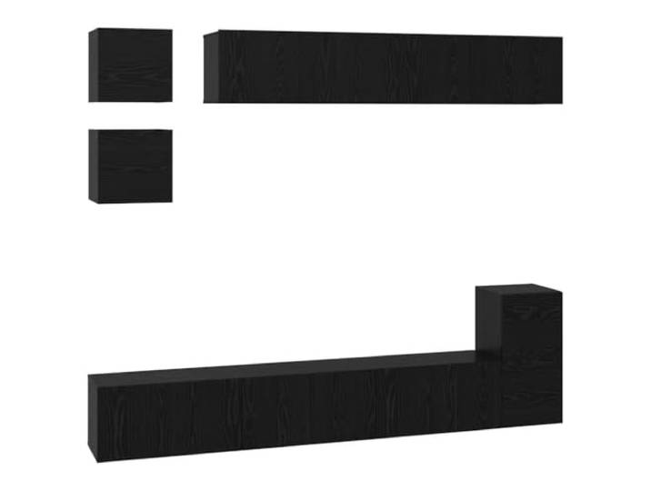 GHVBNMF 8-TLG. TV-Schrankset Wandboard Schwarz Eichen-Optik Holzwerkstoff Wandhängendes 8-teiliges Lowboard-Set für Wohnzimmer oder Heimkino schafft vielseitigen Stauraum und klare Linien.