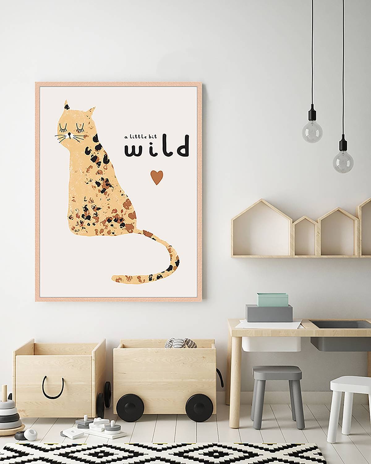 home24 A Little Bit Wild Wanddecoratie met Animal Print, Meerdere Kleuren, 63 x 83 cm