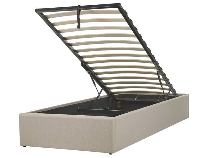 Lit simple en tissu beige 90x200