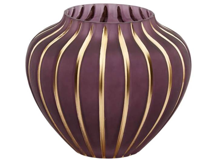 Vase Glas Dunkel Lila Gold H: 17 cm Edg