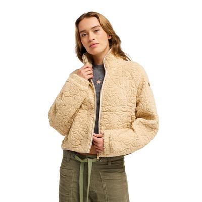 Fleecepullover ROXY "Blurry Cloud", Damen, Gr. XL, beige (peeble outline moe), Obermaterial: 100% Polyester., Sweatshirts Fleecepullover