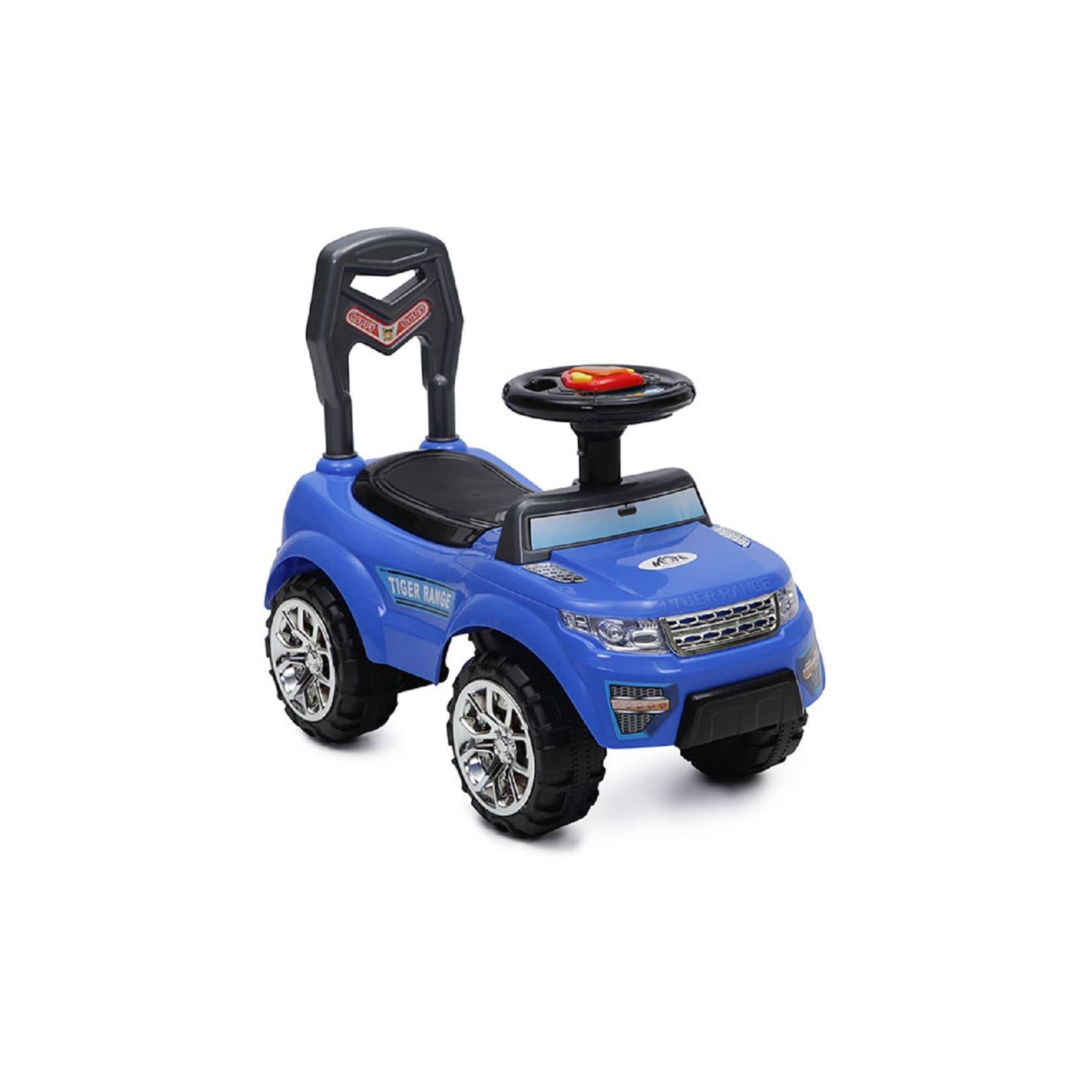 Moni Rutschauto Tiger Range mit Musik- und Lichtfunktion, Staufach im Sitz blau