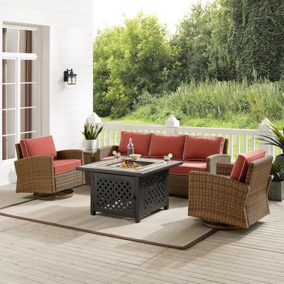 Crosley Furniture Crosley Bradenton 5Pc Swivel Rocker And Sofa Set W/Fire Table