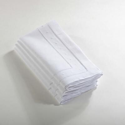 Saro Lifestyle Embroidered Dot and Hemstitched Napkin (Set of 4)