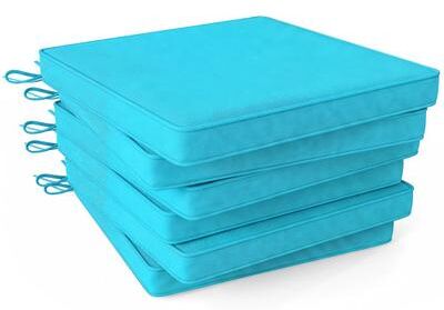 Costway Outdoor Chair Cushion Set of 6 Waterproof Olefin Seat Cushions-Turquoise