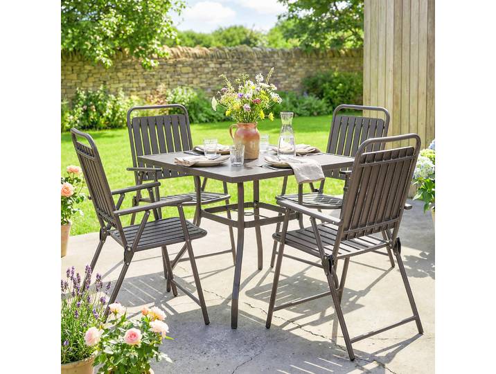 Outsunny 4 Chaises Pliantes Extérieur Métal Marron 55x63x93cm