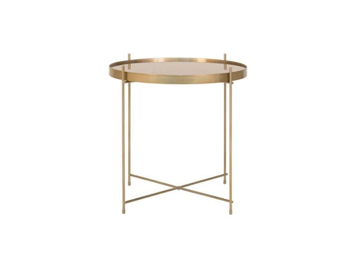 Table basse acier couleur laiton et verre ø70cm