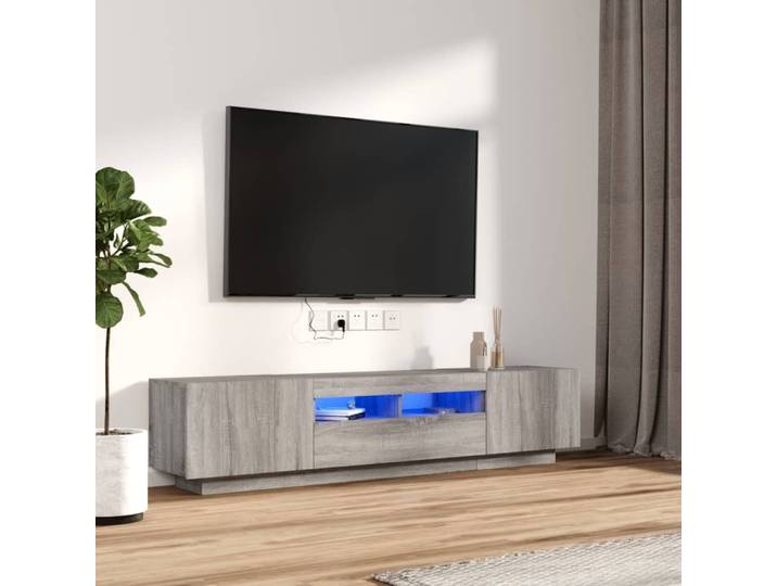 vidaXL 2-tlg. TV-Schrank-Set LED-Leuchten Grau Sonoma Holzwerkstoff