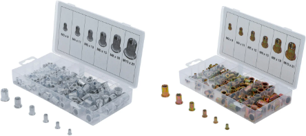 BGS technic Set BGS Nietmuttern - 150-tlg. Aluminium- & 150-tlg. verzinkter Stahl