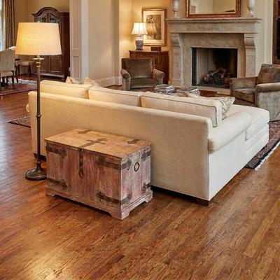 Household Essentials Decorative Chinese Fir Wood Trunk with Metal Accents