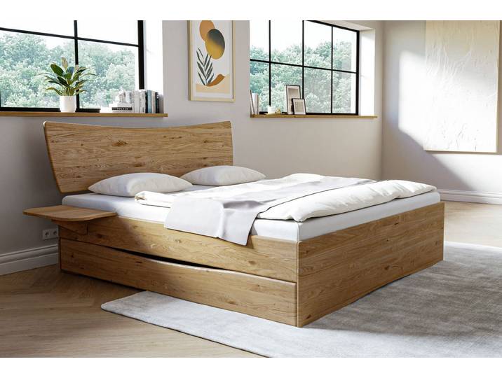 Doppelbett mit Bettkästen 180x200cm 'Faro' Wildeiche massiv geölt