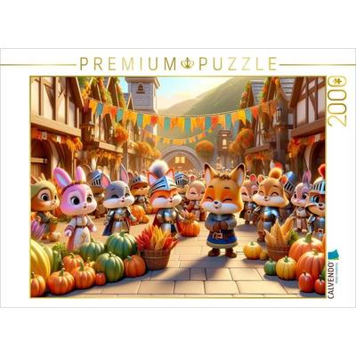 CALVENDO Puzzle Das Erntedankfest im Ritterdorf: Freude und Fülle im Herbst | 2000 Teile Lege-Größe 90x67cm Foto-Puzzle für glückliche Stunden