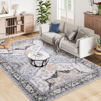 Garvee Traditional Floral Print Soft Foldable Area Rug