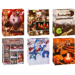 TSI Geschenktüte 87316 Weihnachten Serie 6, Geschenktasche, 26 x 32cm, sortiert, 12 Stück