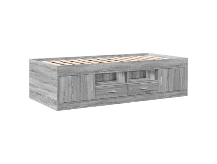 KTHLBRH Schlafsofa mit Schubladen, Sonoma-Grau, 100 x 200 cm Sperrholz-Lattenrost mit 2 Schubladen, für Schlafzimmer und Wohnzimmer