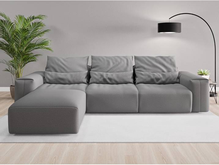 Ecksofa Denver Nr. 1 links - Grau (Schiefergrau) - Softwolle