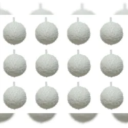 Christmas Decorations Weihnachtskugeln 8cm Kunststoff Eis Glitzer Frost Effekt Christbaumkugeln weiß