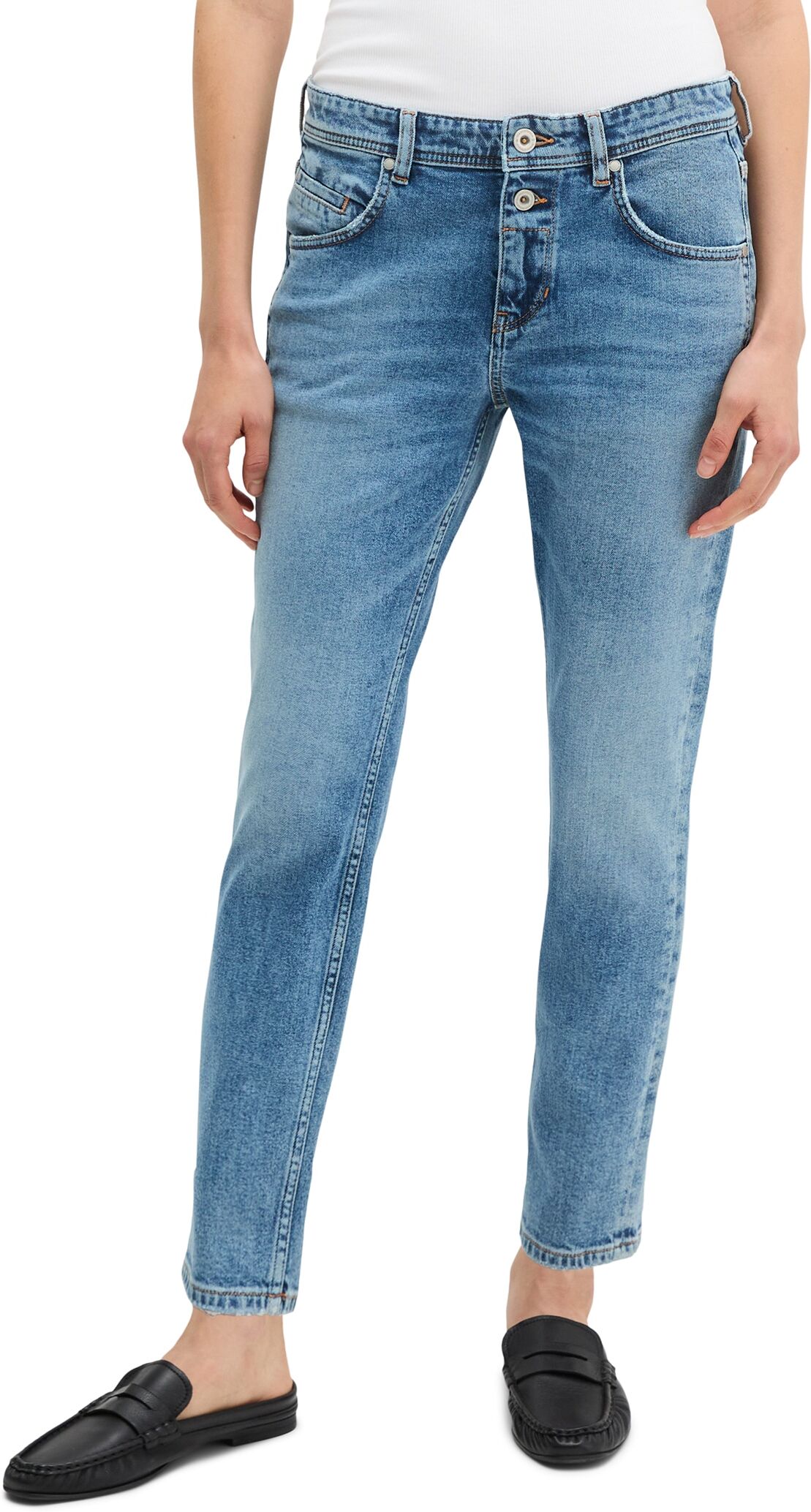 Marc O' Polo Boyfriend-Jeans MARC O'POLO "THEDA BOYFRIEND", Damen, Gr. 27, Länge 32, blau (clean blau wash), Denim/Jeans, Obermaterial: 98% Baumwolle, 2% Elasthan, Jeans Boyfriend-Jeans clean blau wash 27, Länge 32