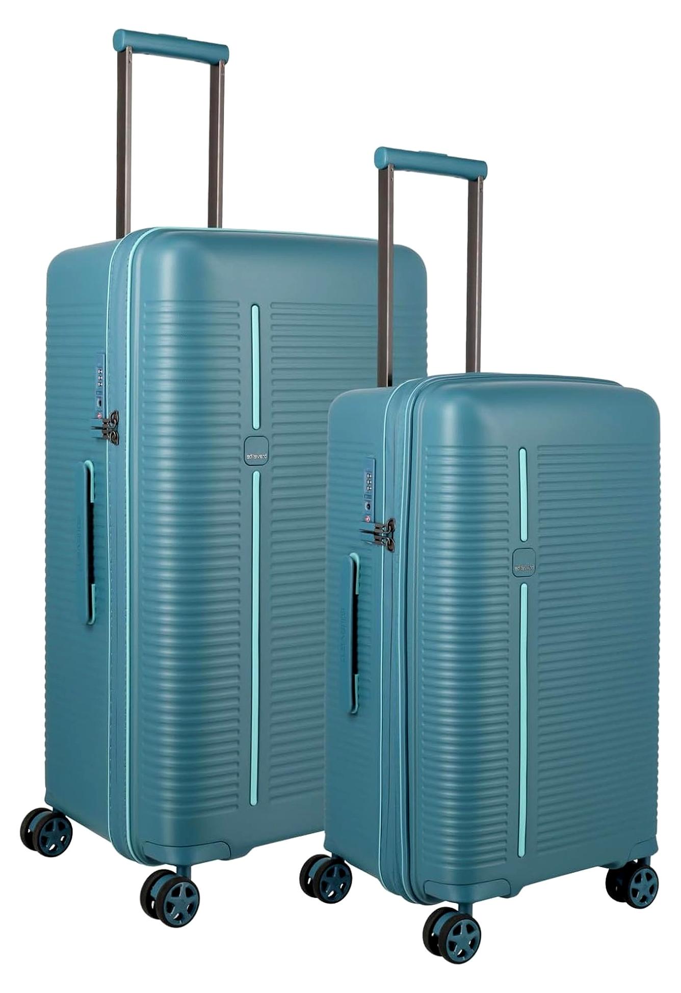 4-Rad Koffer Set 2 teilig Größen L/M, Gepäck Serie Roomer: Hartschalen Trolleys mit TSA Kombinationsschloss; Größe M mit integrierter Dehnfalte