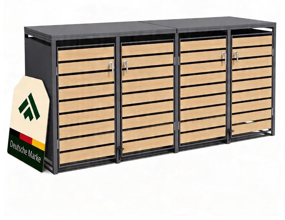 NovaTerra Mülltonnenbox mit 4 Türen 265*80*116cm NVT053