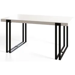 RECHTECKIGER Esszimmertisch ROSA, Größe: 140X80X77 cm, Wohnzimmertisch Farbe: Weiß, mit Metallbeinen in Farbe Schwarz