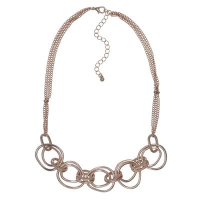 Collierkettchen STEUER "Metall Matt Glanz vergoldet rot", rot, Halsketten, Damen, 50cm, Metall, L: 50 B: 24mm, glänzend, matt, B:24mm