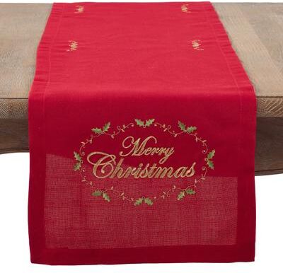 Saro Lifestyle Merry Christmas Embroidered Holiday Table Runner