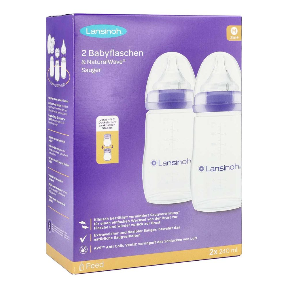 Lansinoh Laboratories Inc. Niederlassung Deutschla Lansinoh Naturalwave Babyflaschen 240ml & Sauger M 18771614